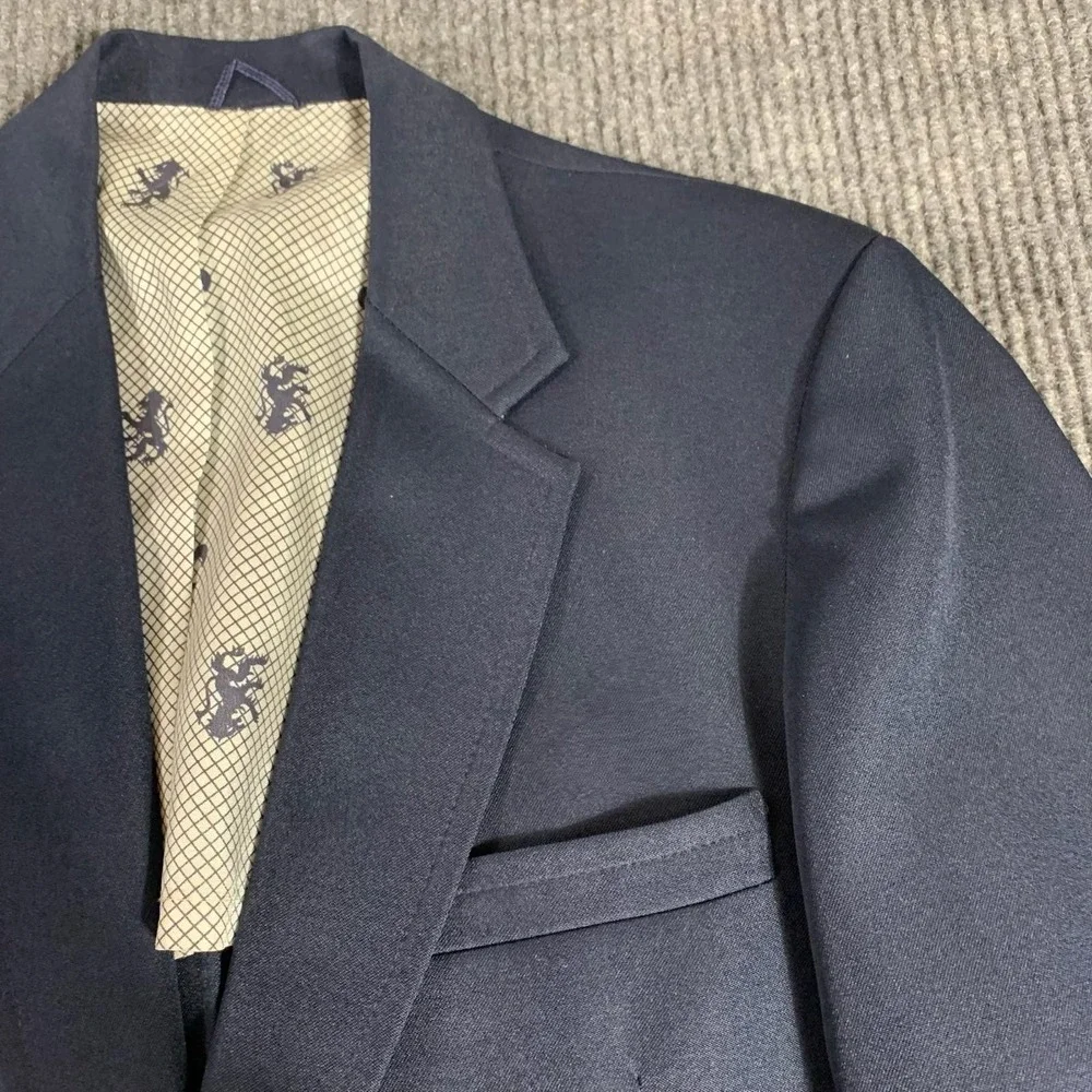 VTG‎ JC Penny Blazer Mens 38 Blue Sports Coat Business Lined Academia Luxury 80s